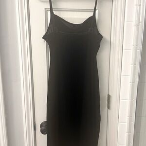 Black stretch velvet cocktail dress. LBD